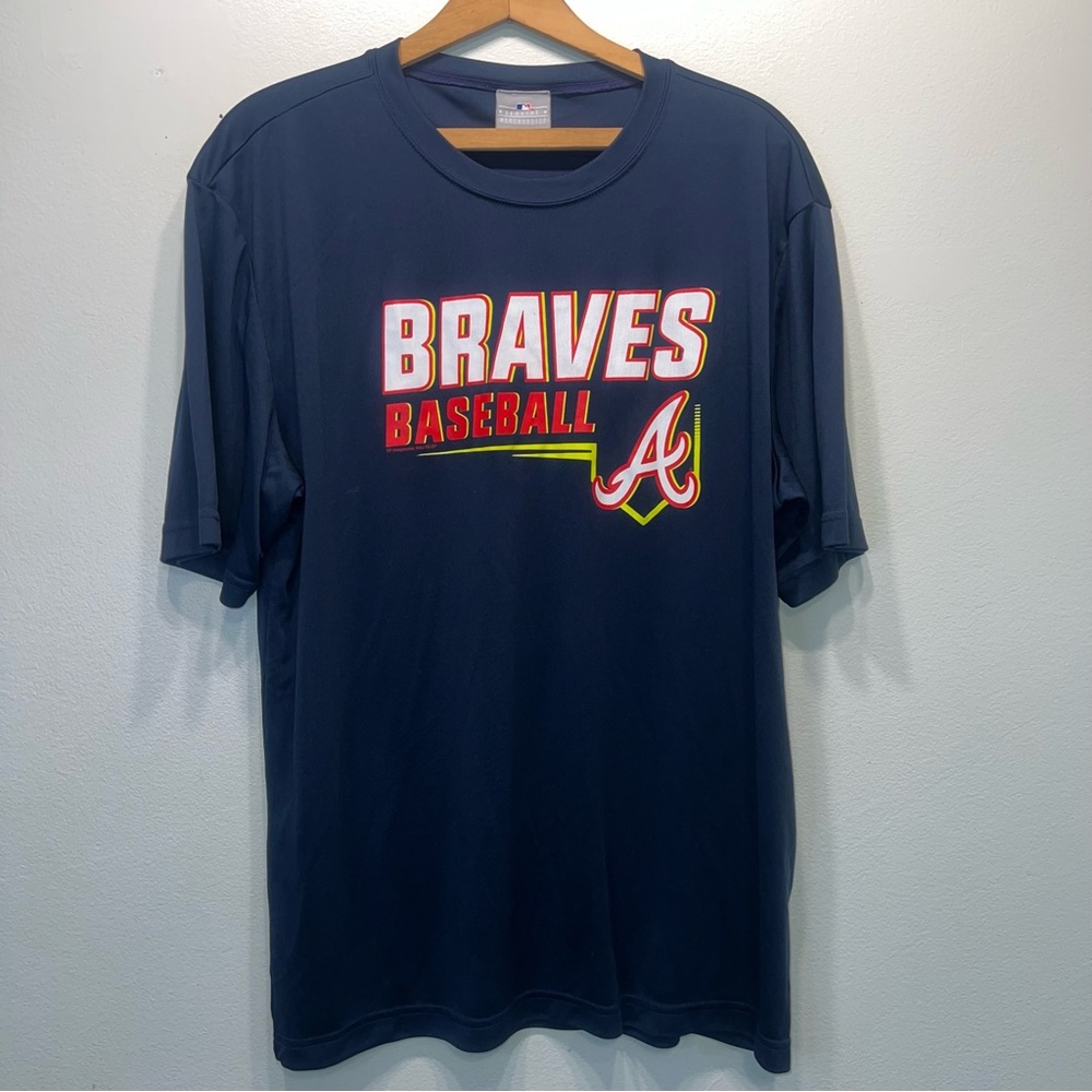 Atlanta Braves  Genuine Merchandise Men's Large SS Shirt Blue Neon Yellow